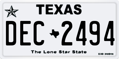 TX license plate DEC2494