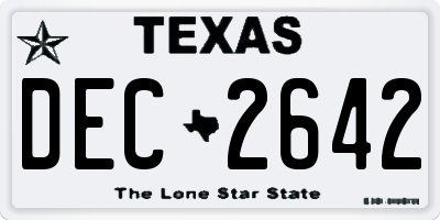TX license plate DEC2642