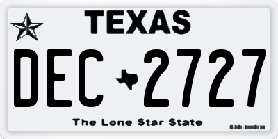 TX license plate DEC2727