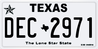 TX license plate DEC2971