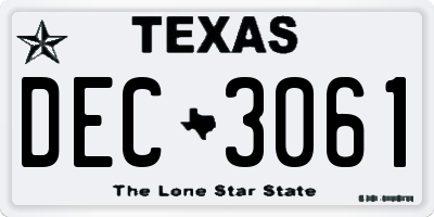 TX license plate DEC3061