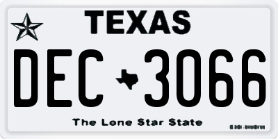 TX license plate DEC3066