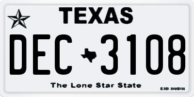 TX license plate DEC3108