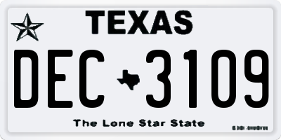 TX license plate DEC3109