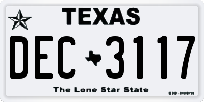 TX license plate DEC3117