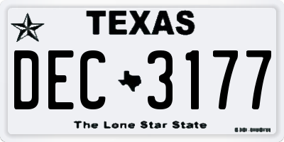 TX license plate DEC3177