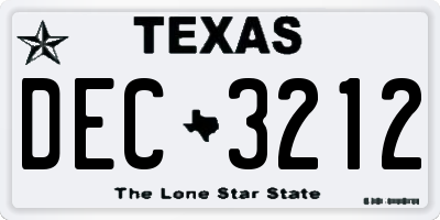 TX license plate DEC3212