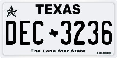 TX license plate DEC3236