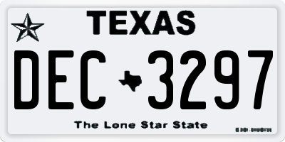 TX license plate DEC3297