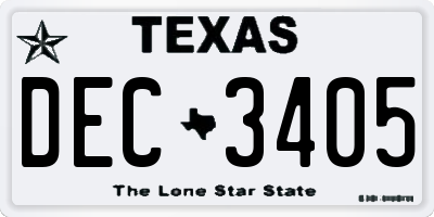 TX license plate DEC3405