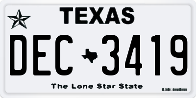TX license plate DEC3419