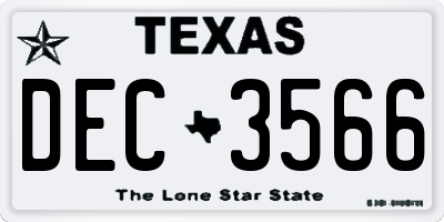 TX license plate DEC3566