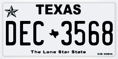 TX license plate DEC3568