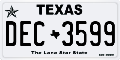 TX license plate DEC3599