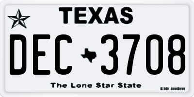 TX license plate DEC3708