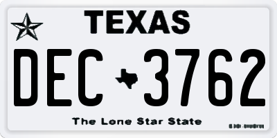TX license plate DEC3762