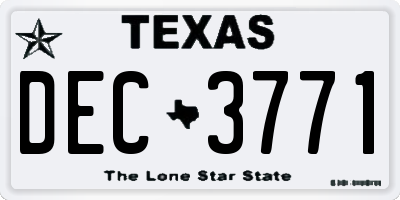 TX license plate DEC3771