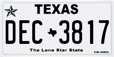 TX license plate DEC3817