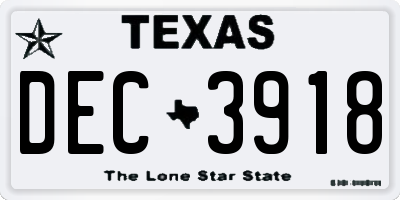 TX license plate DEC3918