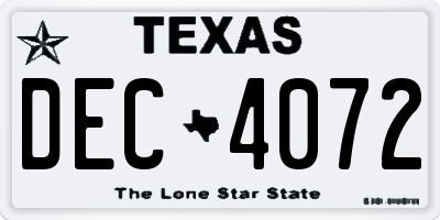 TX license plate DEC4072