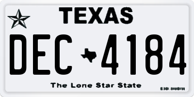 TX license plate DEC4184