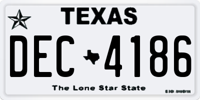 TX license plate DEC4186