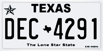 TX license plate DEC4291