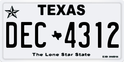 TX license plate DEC4312