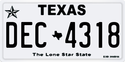 TX license plate DEC4318