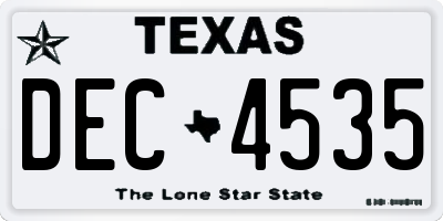 TX license plate DEC4535