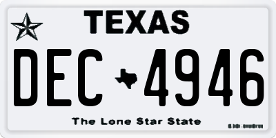 TX license plate DEC4946