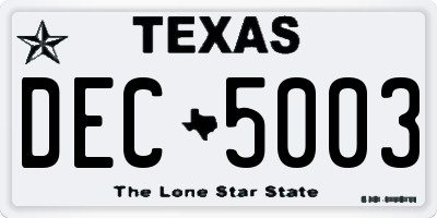 TX license plate DEC5003
