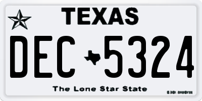 TX license plate DEC5324