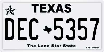 TX license plate DEC5357