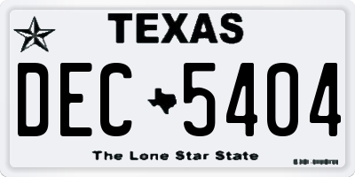 TX license plate DEC5404