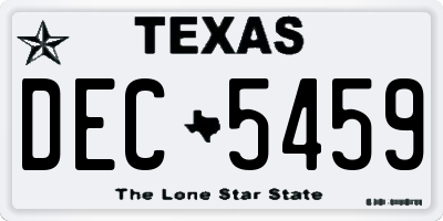TX license plate DEC5459