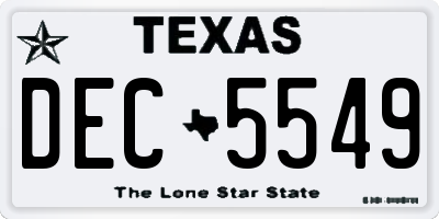 TX license plate DEC5549