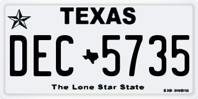 TX license plate DEC5735