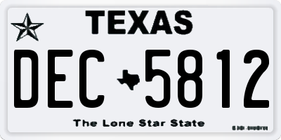 TX license plate DEC5812