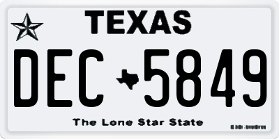 TX license plate DEC5849
