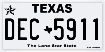 TX license plate DEC5911