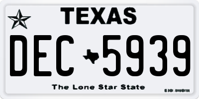 TX license plate DEC5939