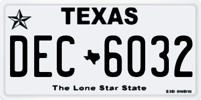 TX license plate DEC6032
