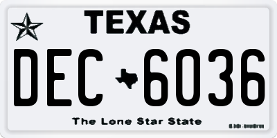 TX license plate DEC6036