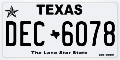 TX license plate DEC6078