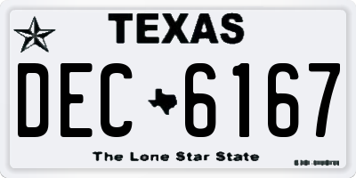 TX license plate DEC6167