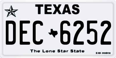 TX license plate DEC6252