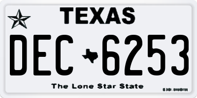 TX license plate DEC6253