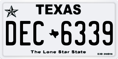 TX license plate DEC6339
