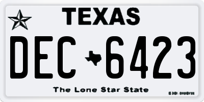 TX license plate DEC6423